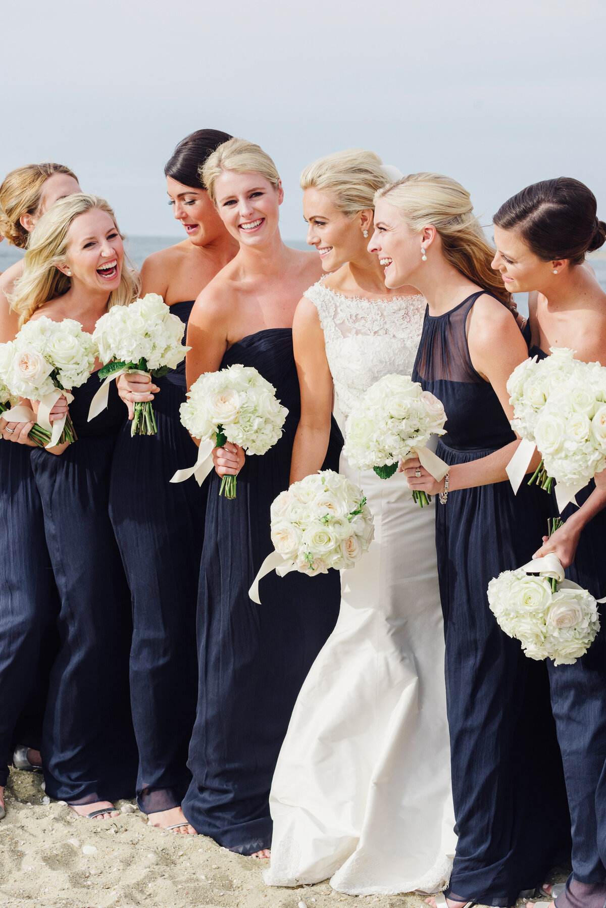 Brant Point Bride and Bridesmaids in Navy