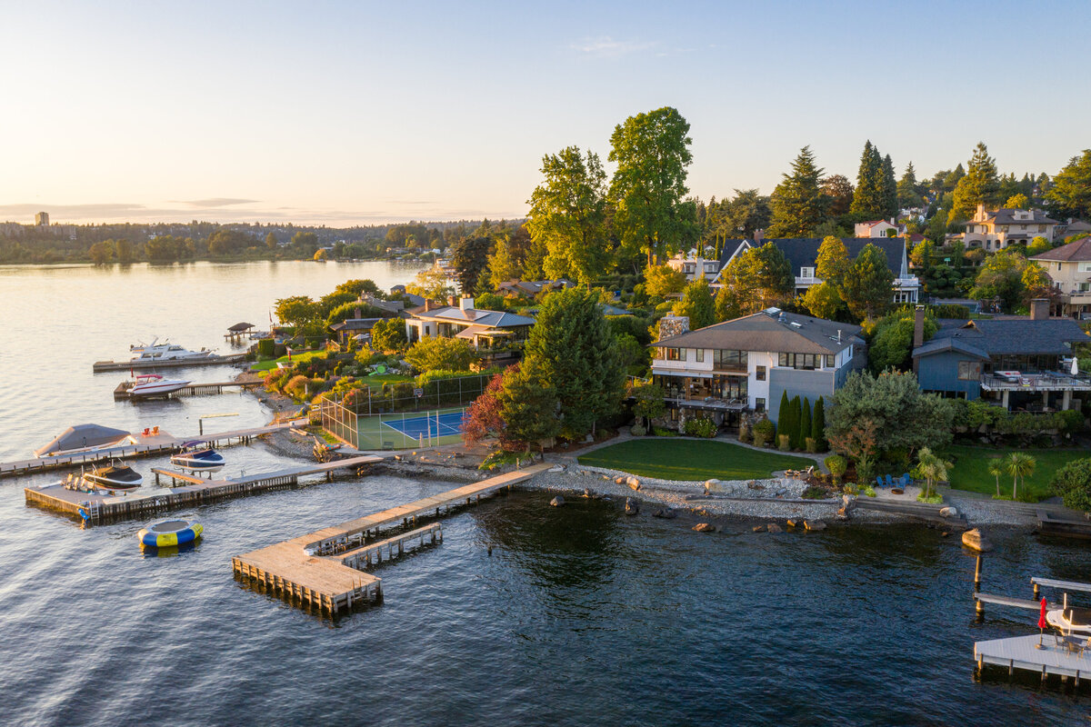 2 Drone Photography of Waterfront Property in Bellevue for real estate agent