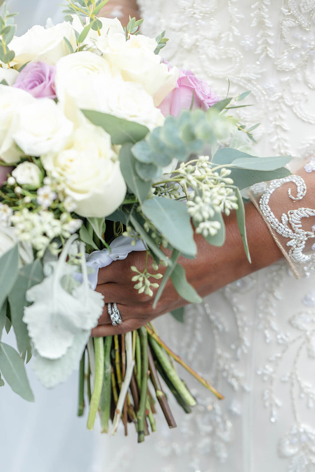 white rose bridal bouquet