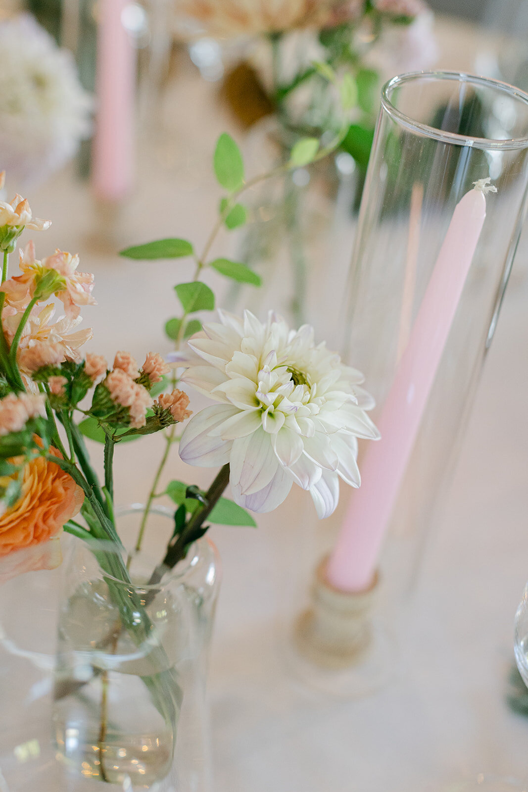 wedding centerpieces bud vases with candles