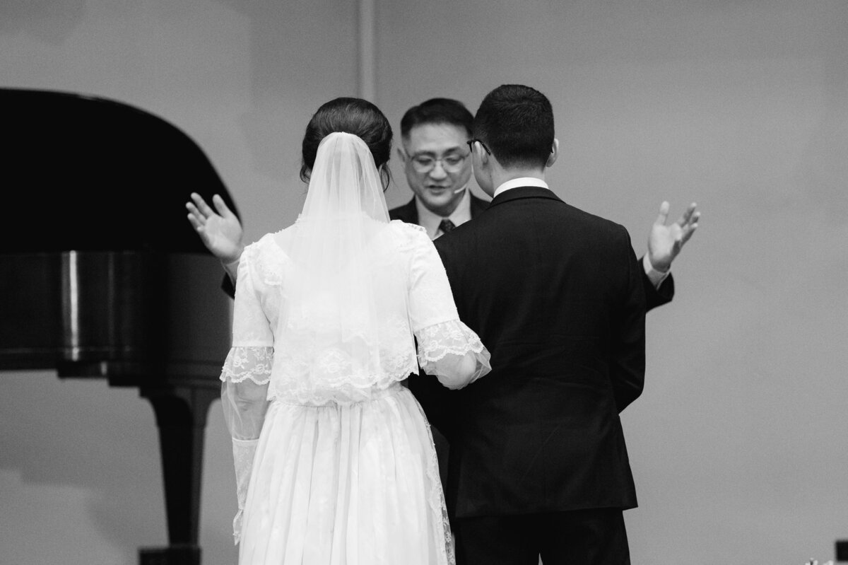church wedding vows in black and white