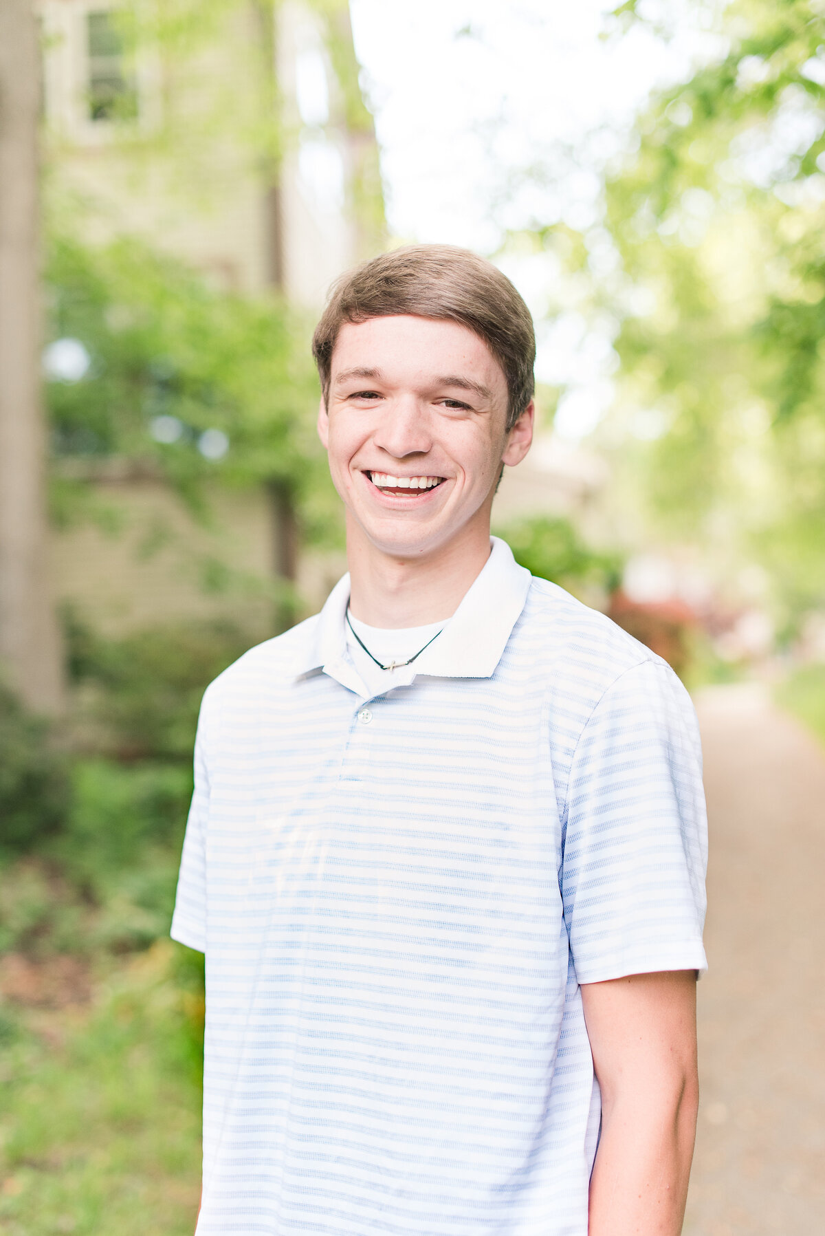 hereford high school senior in blue striped shirt