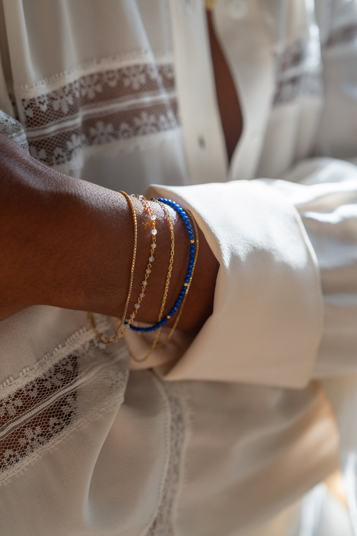 crystal bracelets on wrist