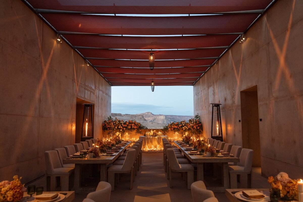 Moody and Romantic Tablescape at Amangiri Resort in Utah, event planning and design, Art & Soul Events