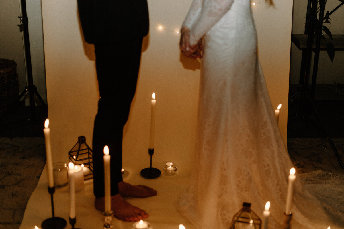 candlelight bridal photos