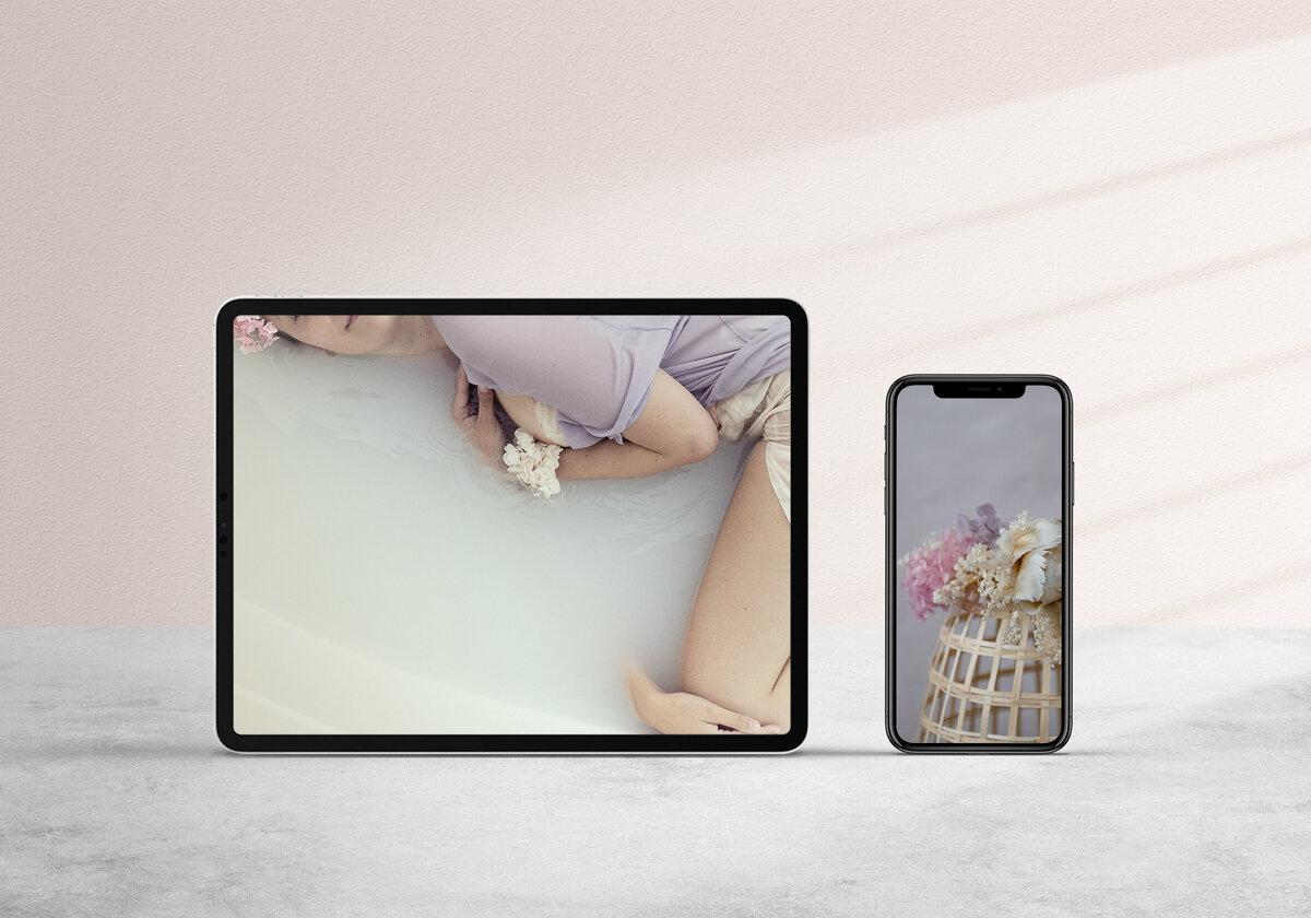Digital Mockup ipad & phone-milkbath flowers