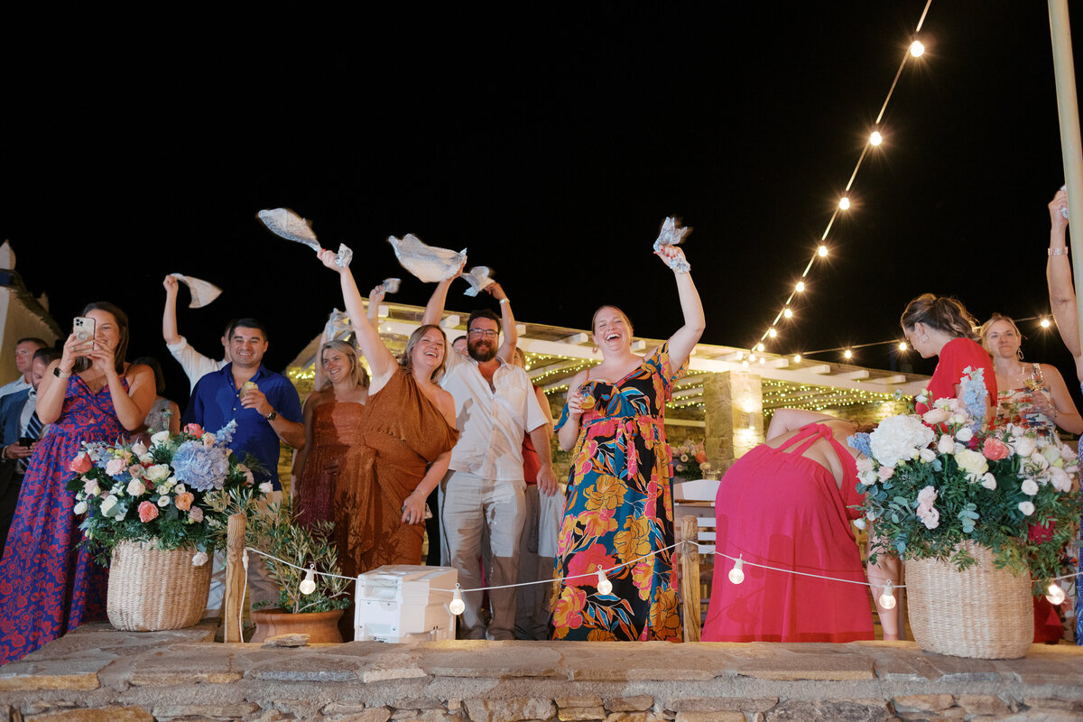 wedding reception at a destination island wedding on Paros, Greece