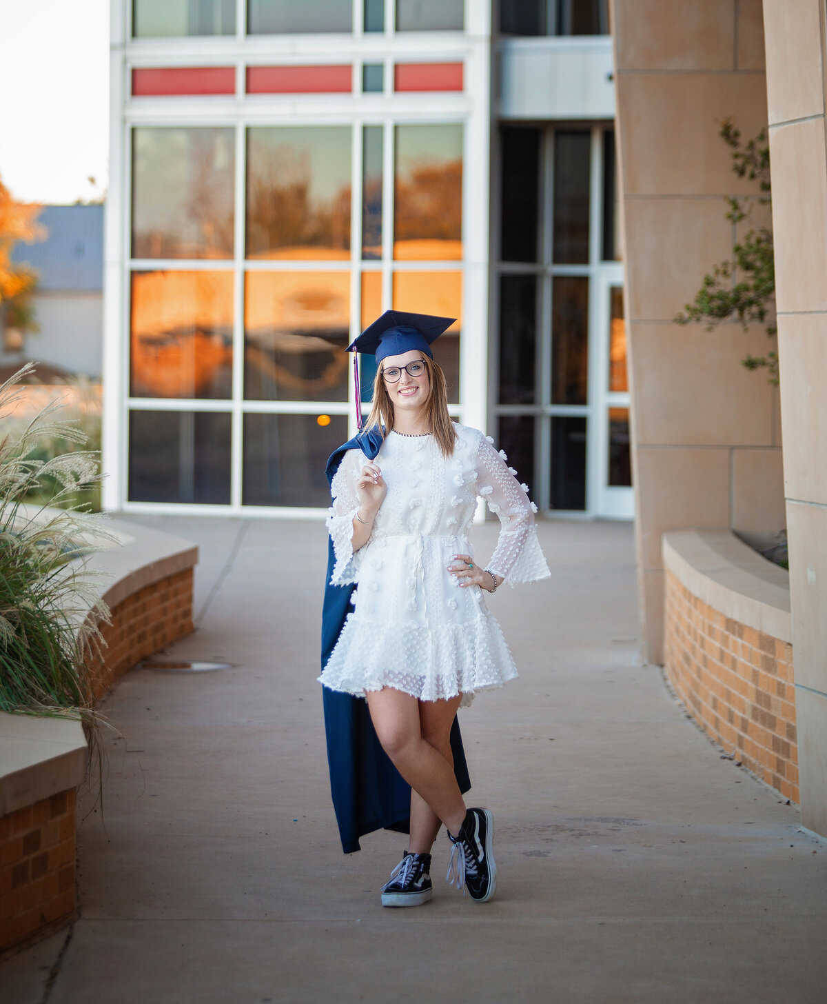 Senior girl at Plainview High School with Cap & Gown