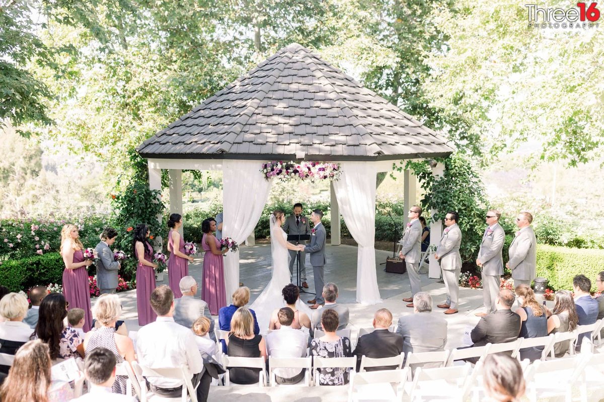 Beautiful Wedding Ceremony at outdoor gazebo at the Summit House Restaurant in Fullerton, CA