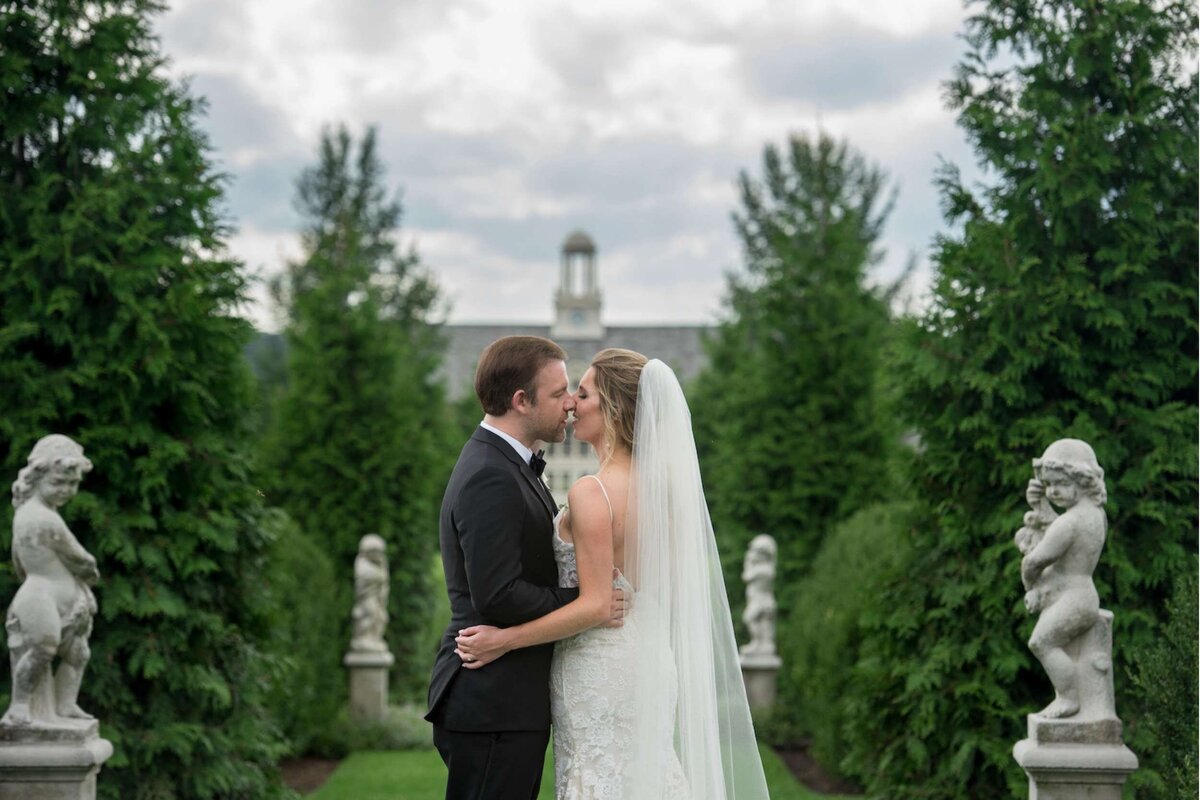 Newlywed portraits after an outdoor ceremony at a luxury Italian inspired Chicago North Shore wedding.