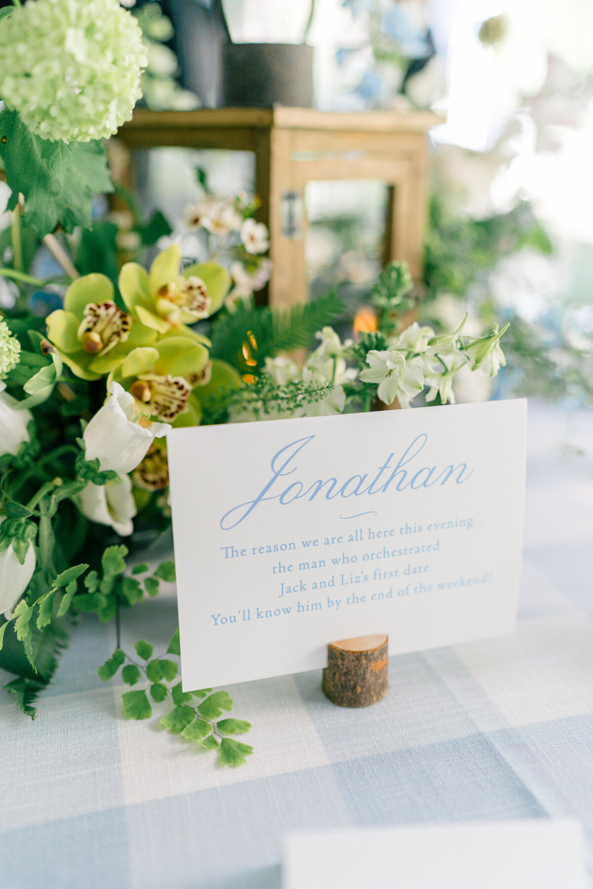 Custom table markers after important places and people in the couple's life. beaufort rehearsal dinner. destination wedding photographer.