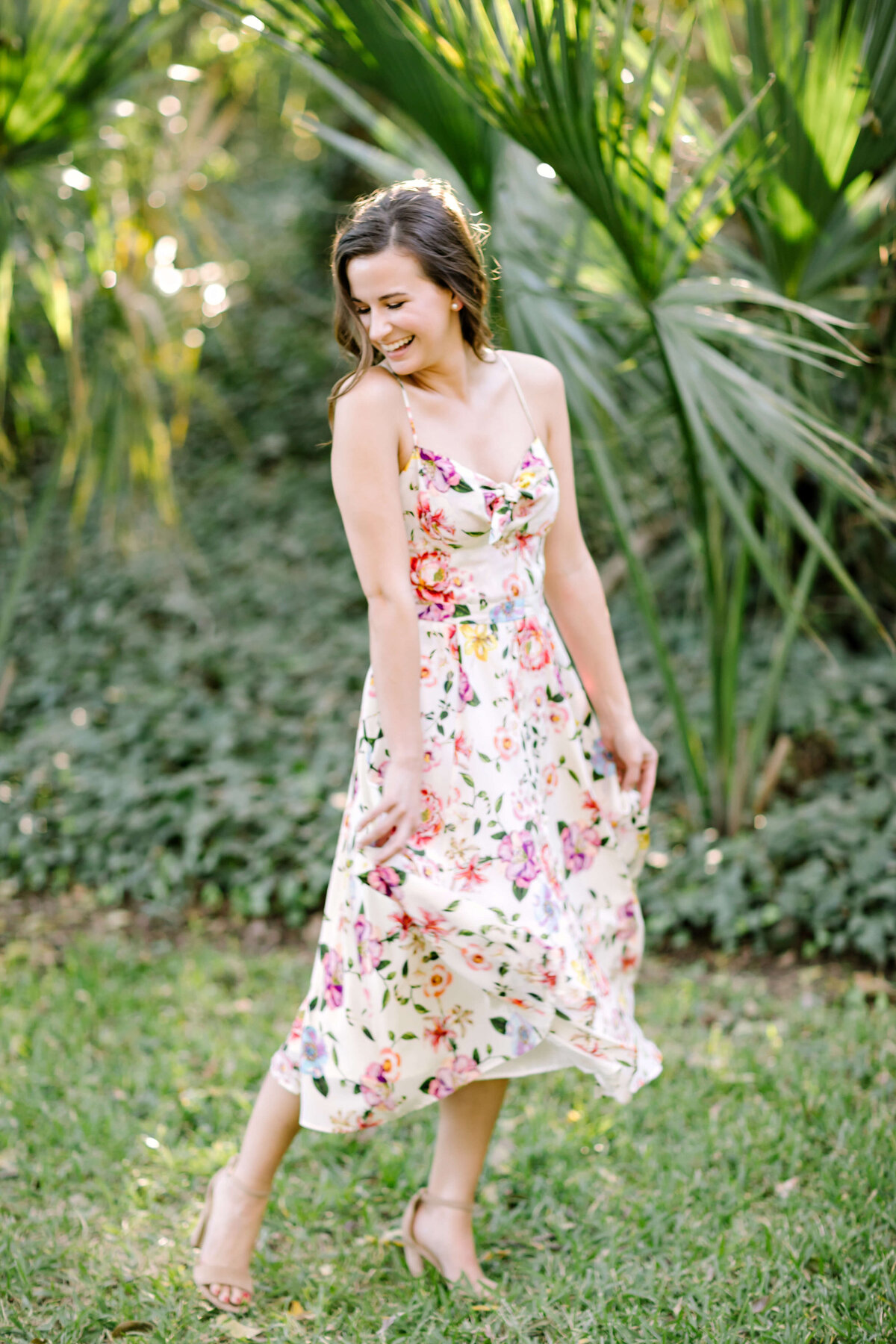 Floral dress for an engagement session at Laguna Gloria