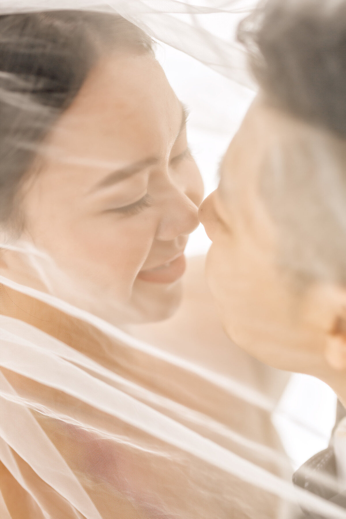 bride close up with detailed asian makeup