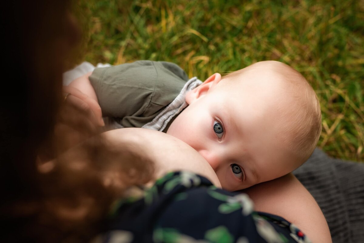 Baby boy breastfeeding