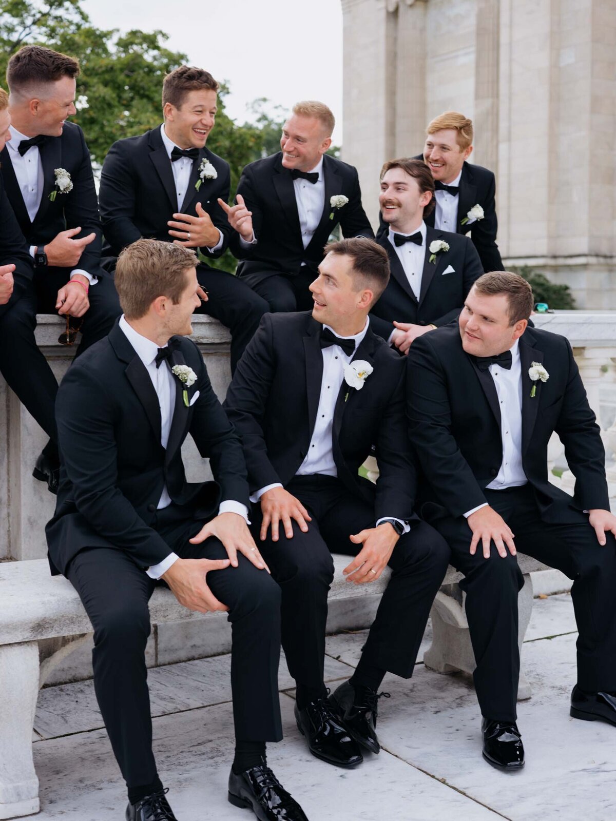 Groom with groomsmen at Cleveland Art Museum