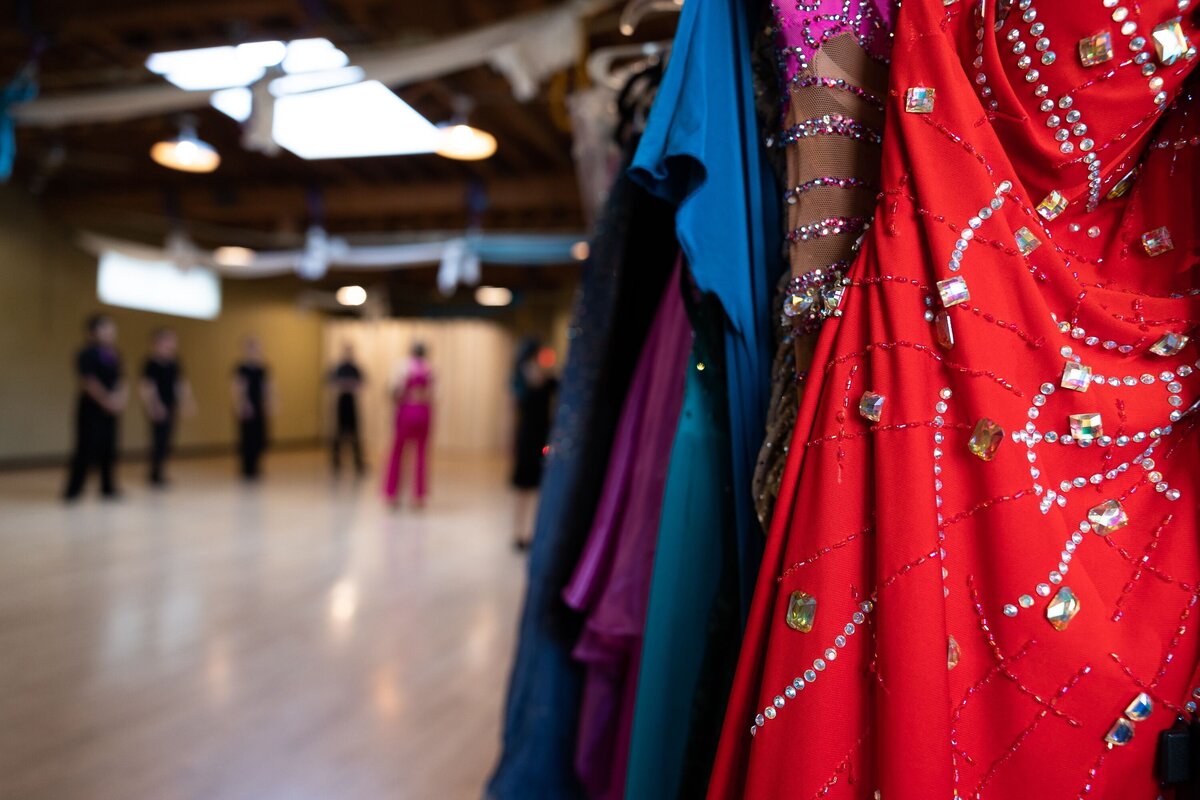 Dance dresses ready for a competition.