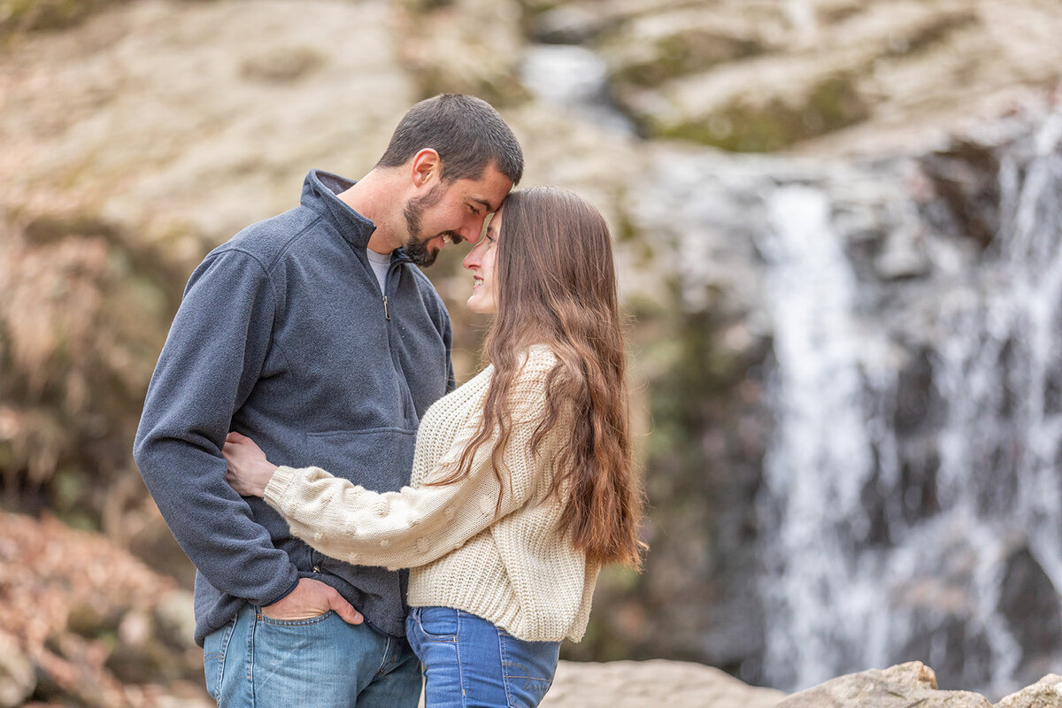 engagement session with waterfall