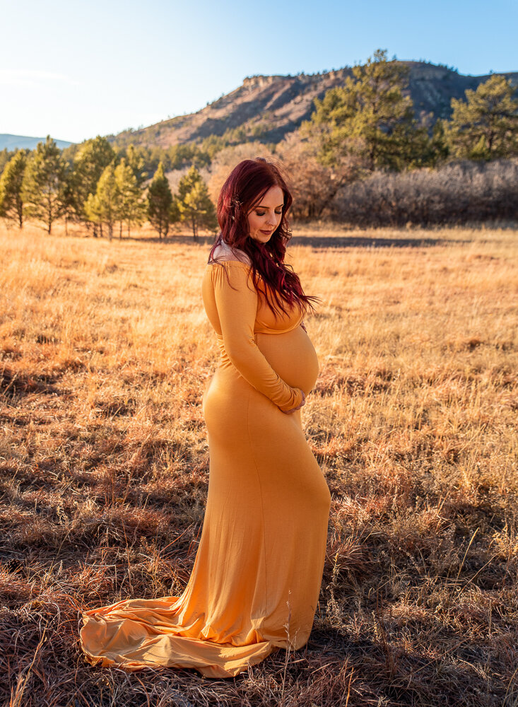 Maternity Session in open field with mountains