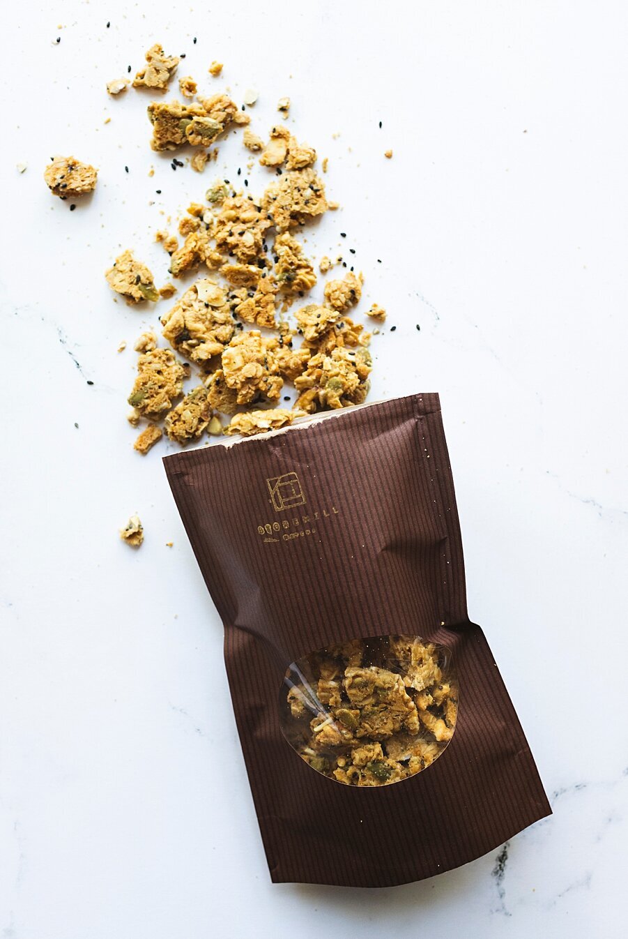 Product shot photography of gourmet stonemill matcha granola  by Cyntia Apps in San Francisco
