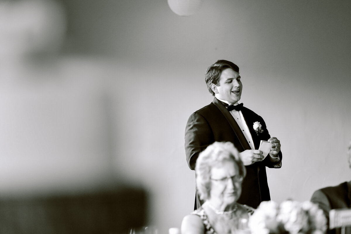 Best man gives his toast at a wedding at the Lodge at Breckenridge