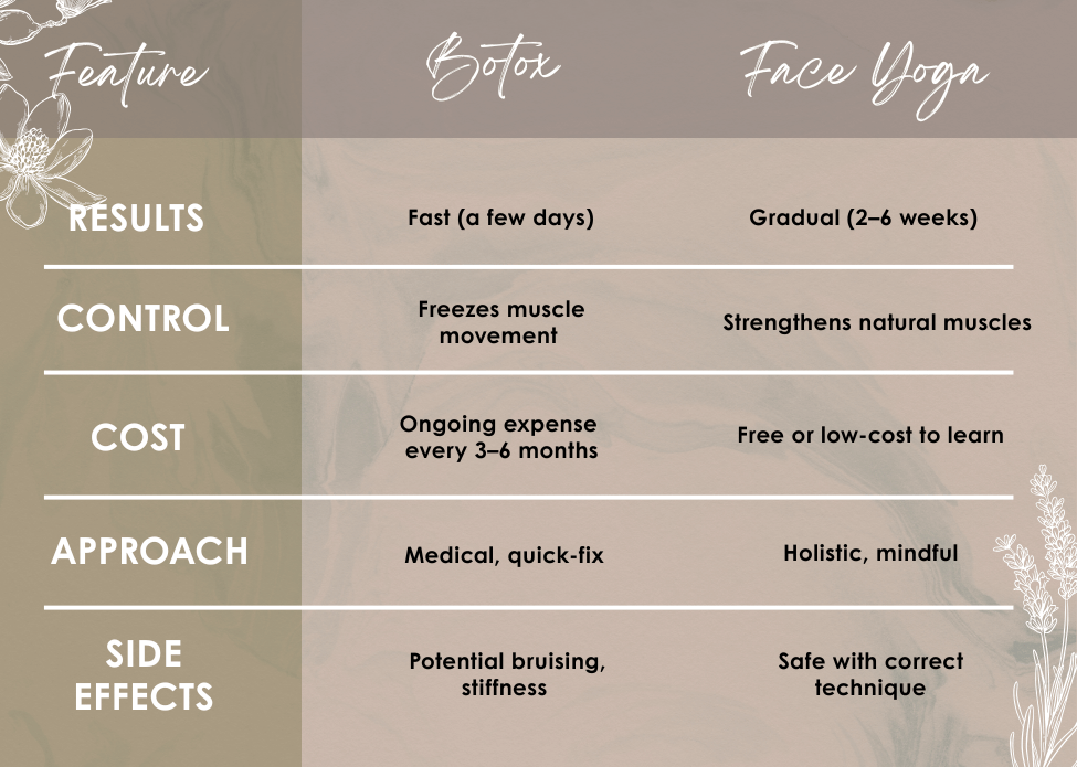 Comparison Botox vs Face Yoga by Studio Restiau