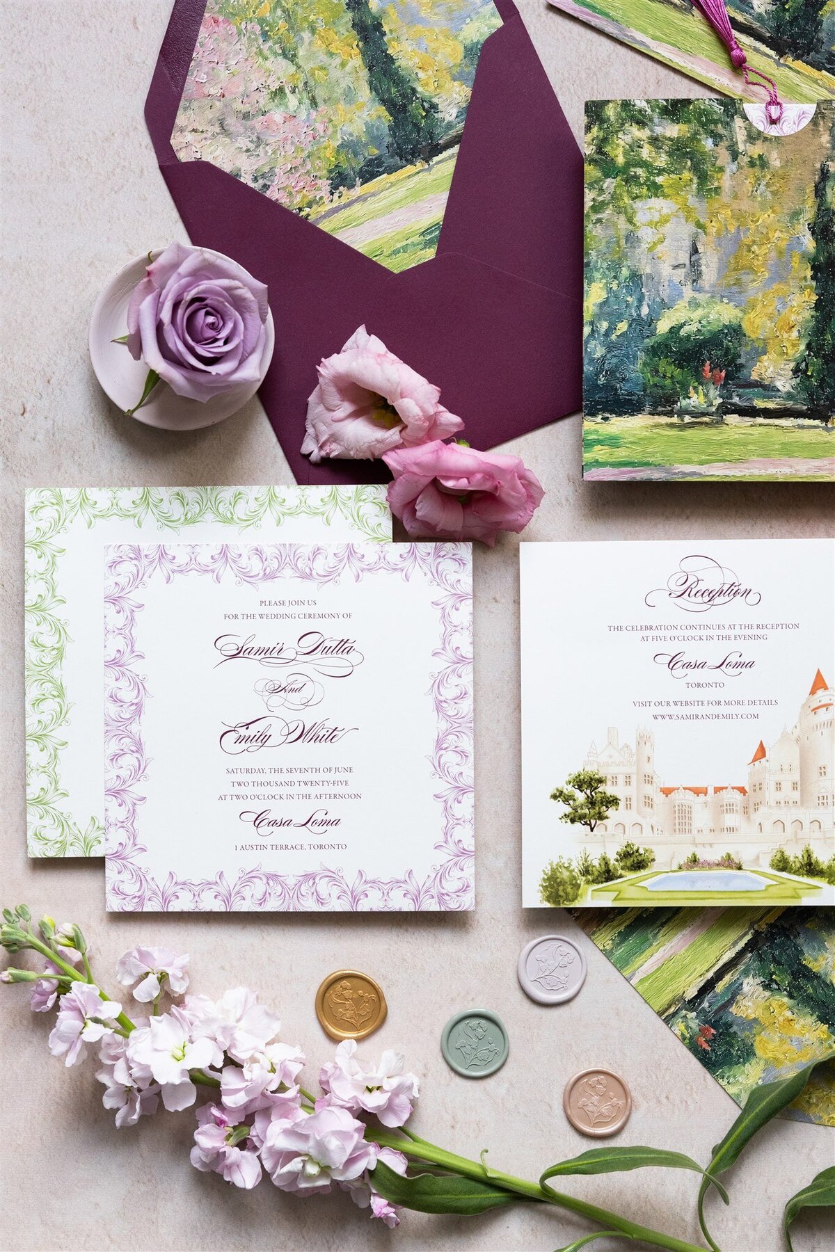 Casa Loma garden inspired wedding invitation 4