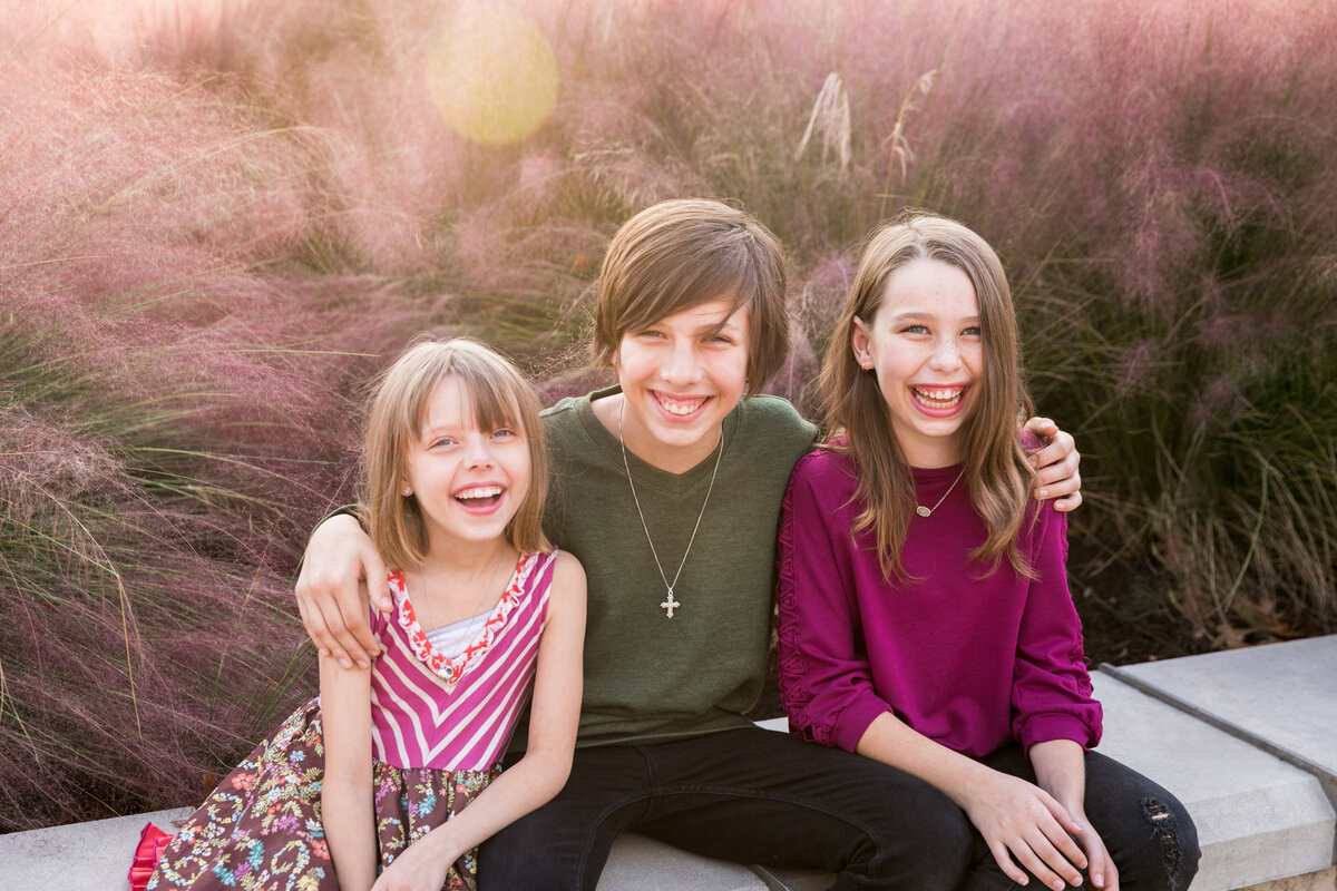 Three siblings smiling and laughing, Austin Family Photographer, Tiffany Chapman Photography