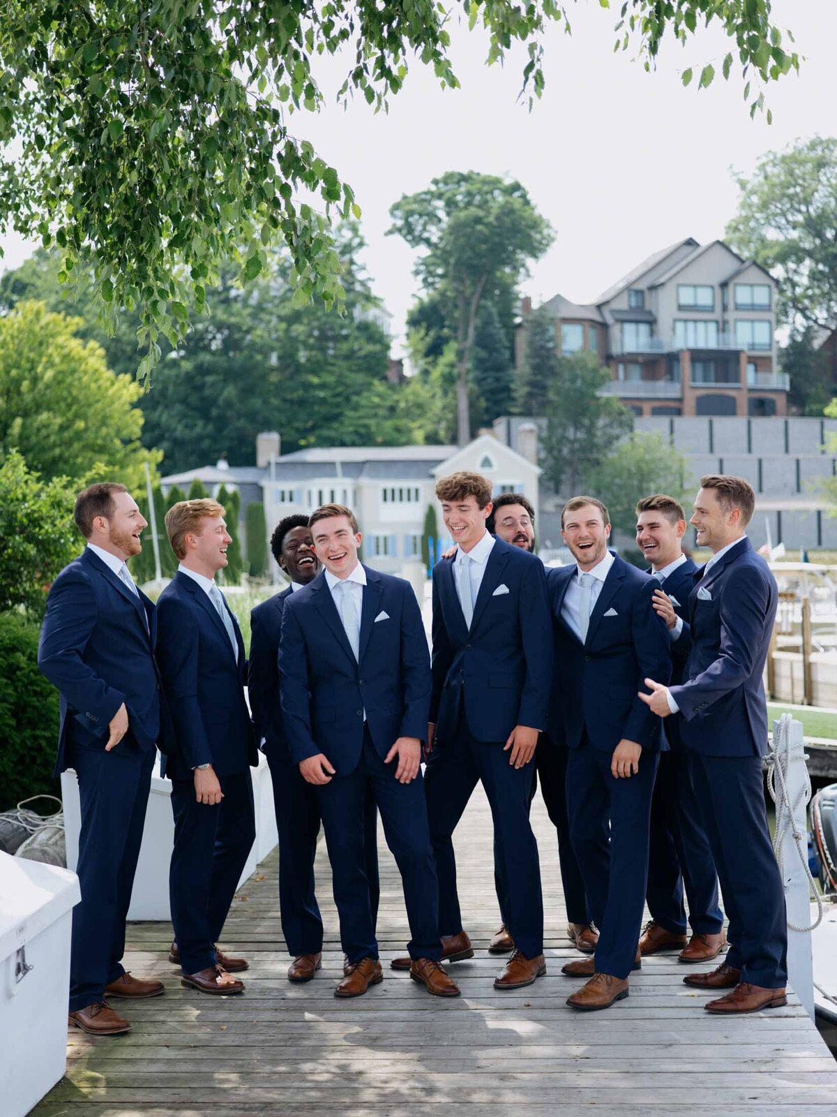 Groom with groomsmen at Cleveland Yachting Club