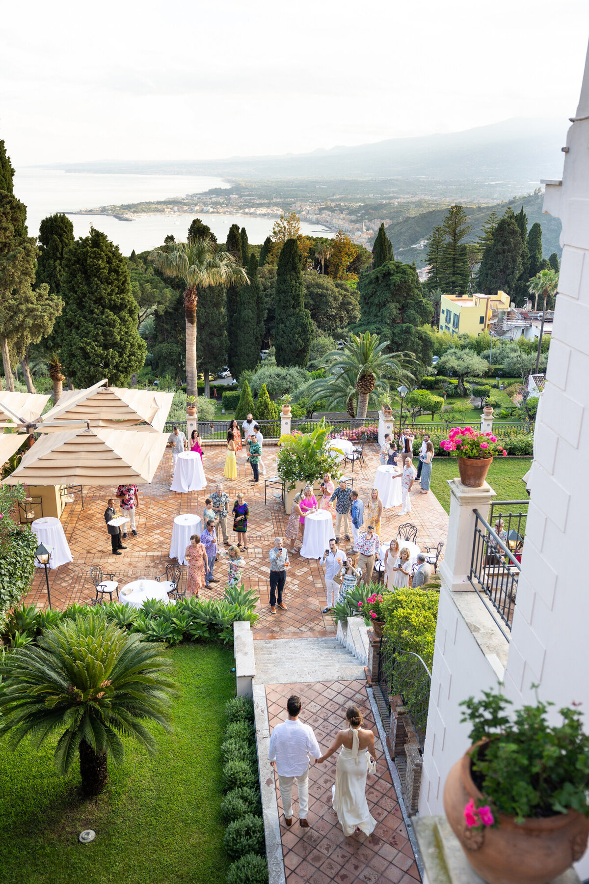 Aerial view of the wedding ceremony in Sicily
