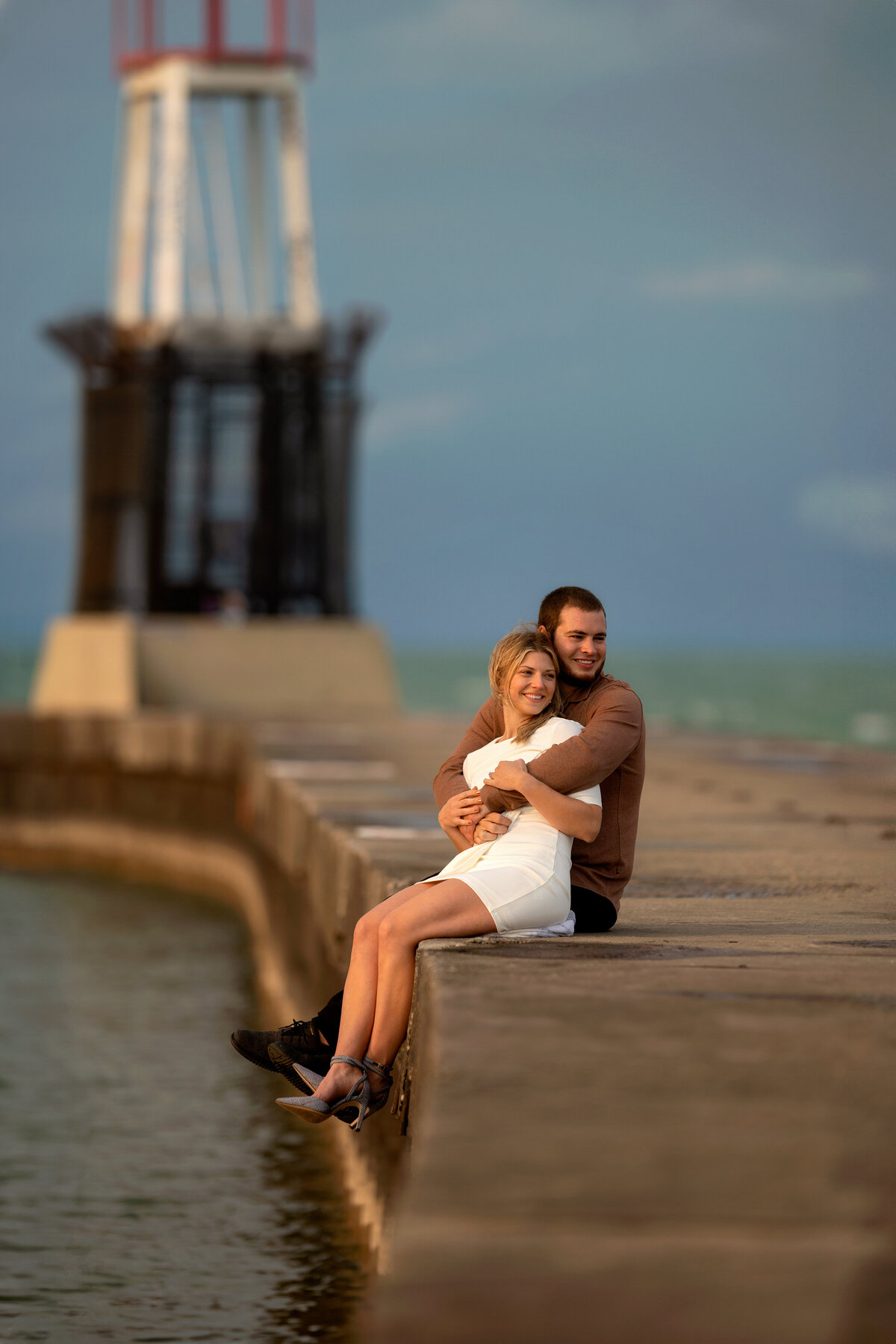 North avenue beach pier is a perfect place for engagement pictures