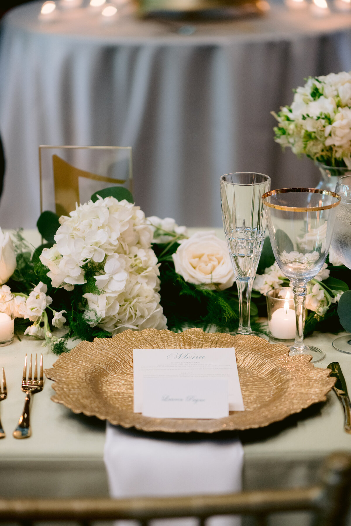Closeup of wedding table details