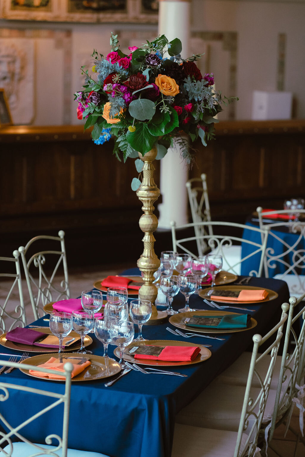 tall wedding centerpieces jewel tones