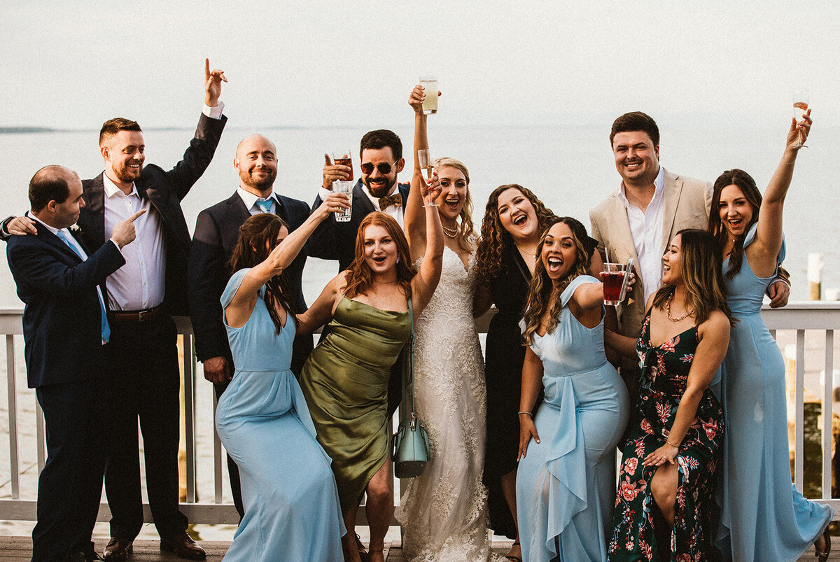 wedding guests cheer 