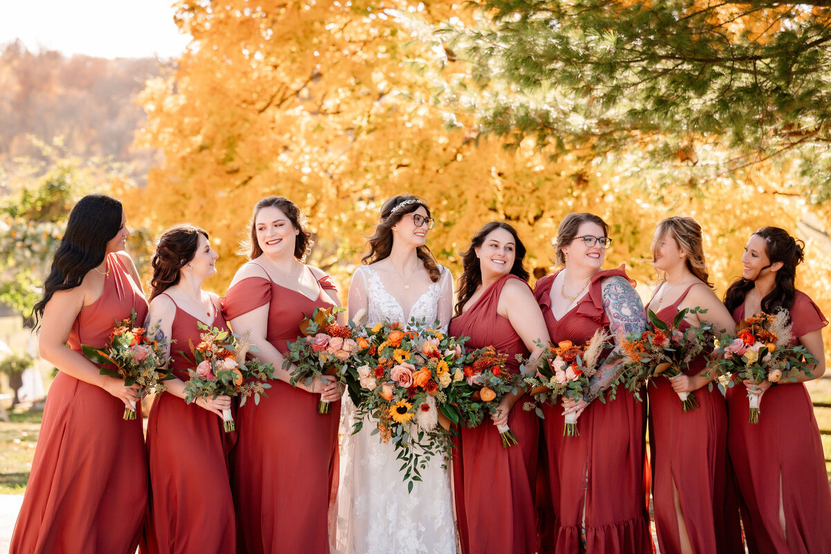 colorful fall wedding near pittsburgh pa at shady elms farm