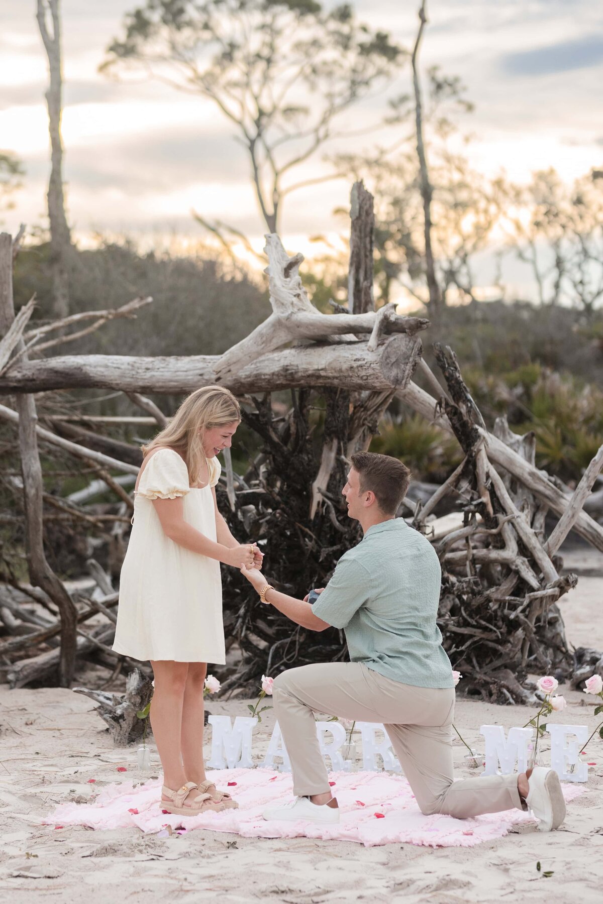 Surprise proposal at Boneyard Beach, Jacksonville FL | Proposal in Jacksonville Photographer | Phavy Photography