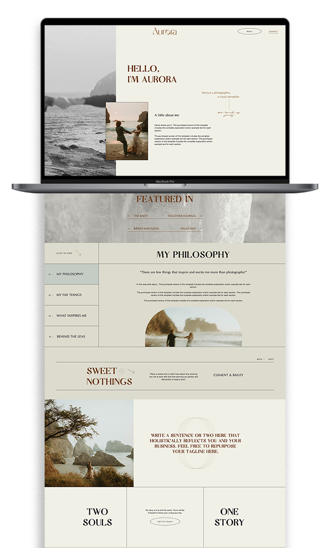 Aurora Website Template for Photographers | Studio Leelou