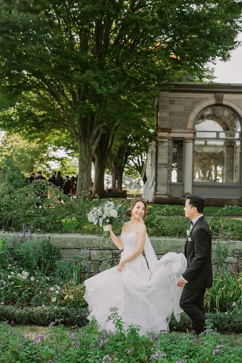 New england bride and groom