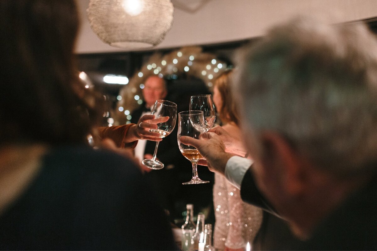 Speeches at winter wedding at Gara Rock 
