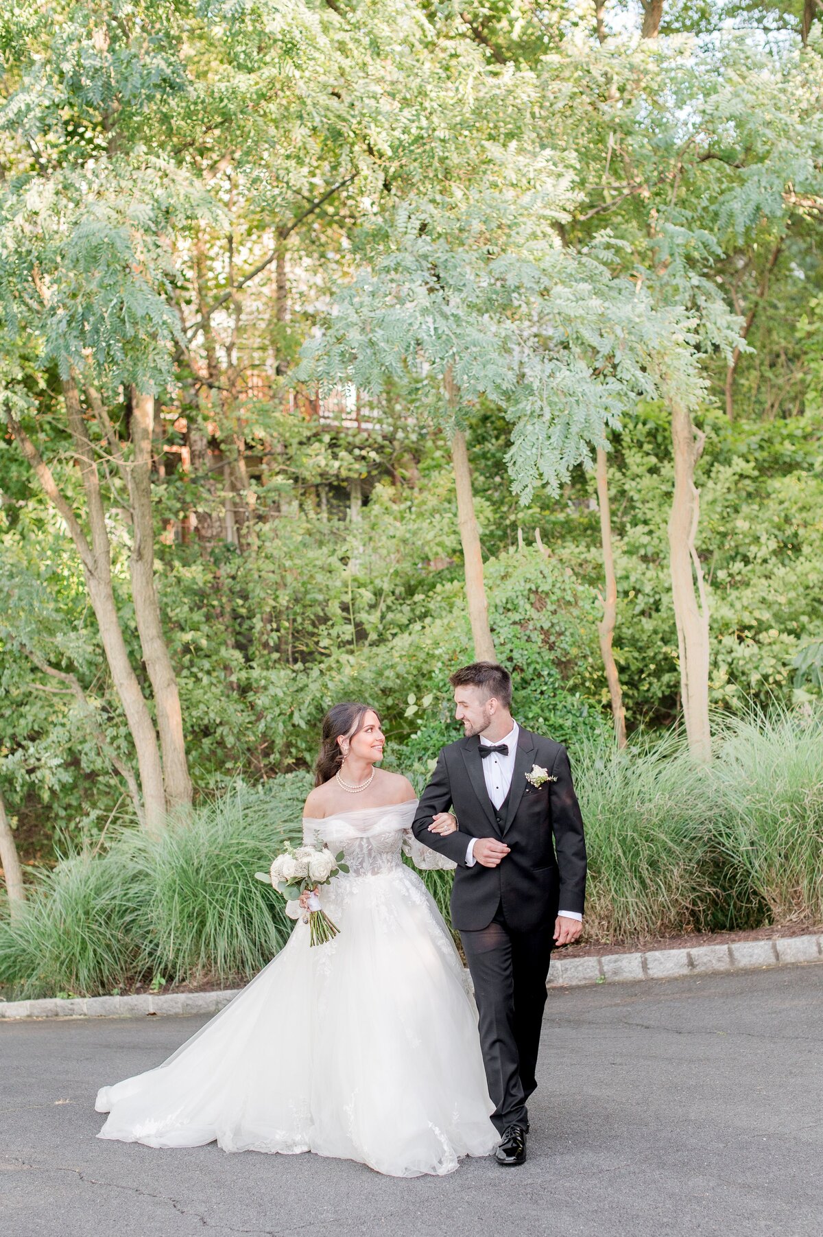 cute couple walking on wedding day