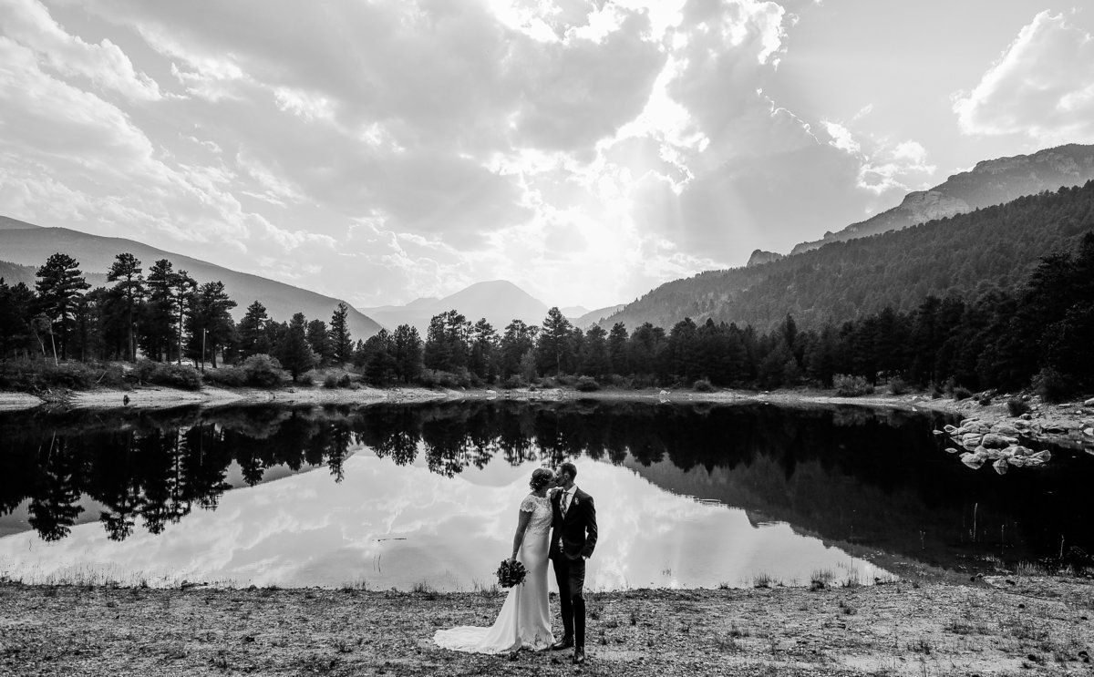 black and white wedding portrait