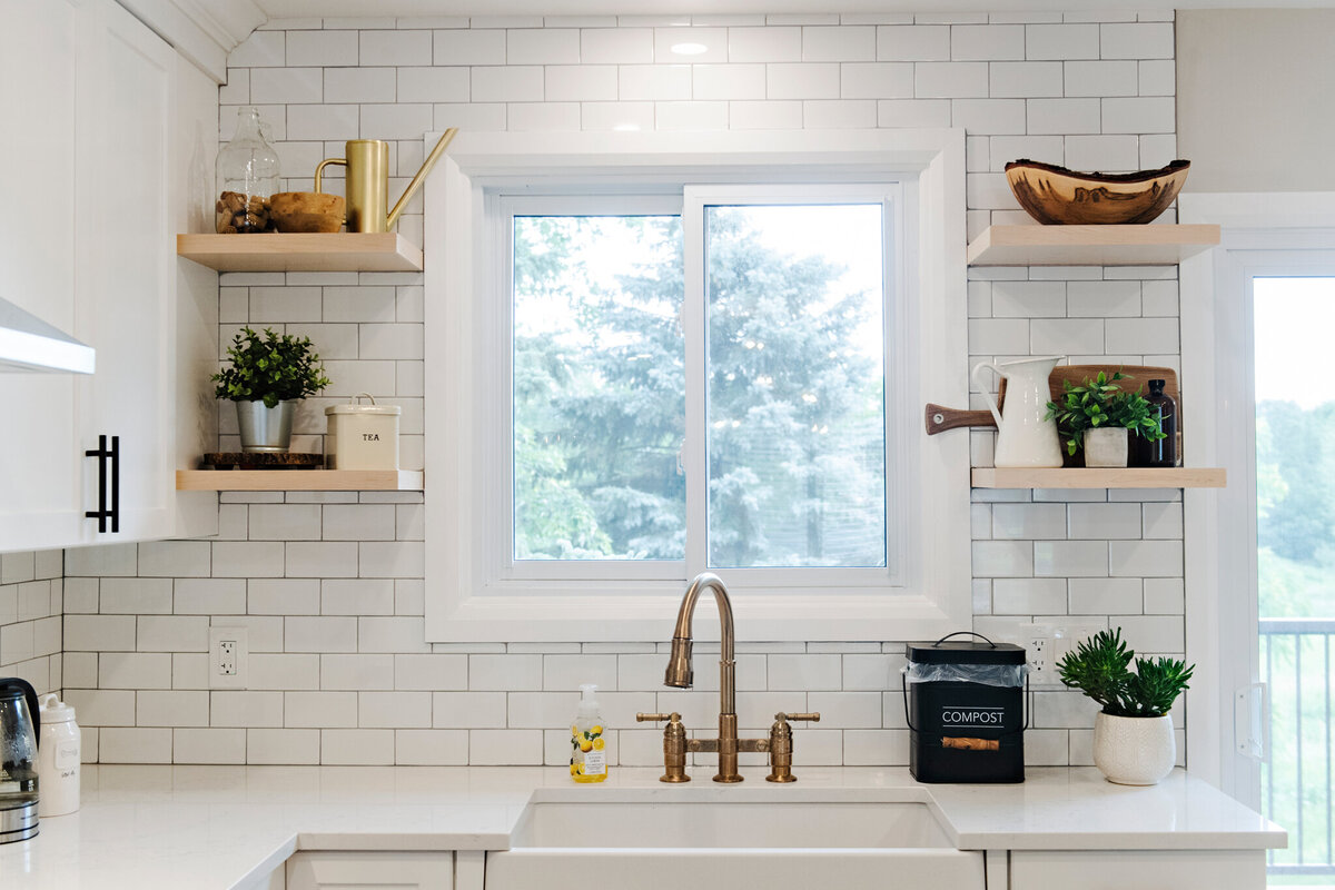 FLoating wood shelves in KItchen-W.C Craftsman