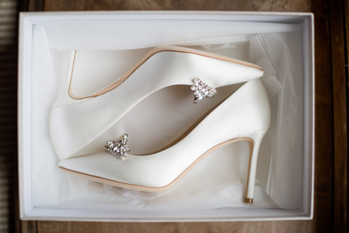 A pair of Jimmy Choo shoes in a box