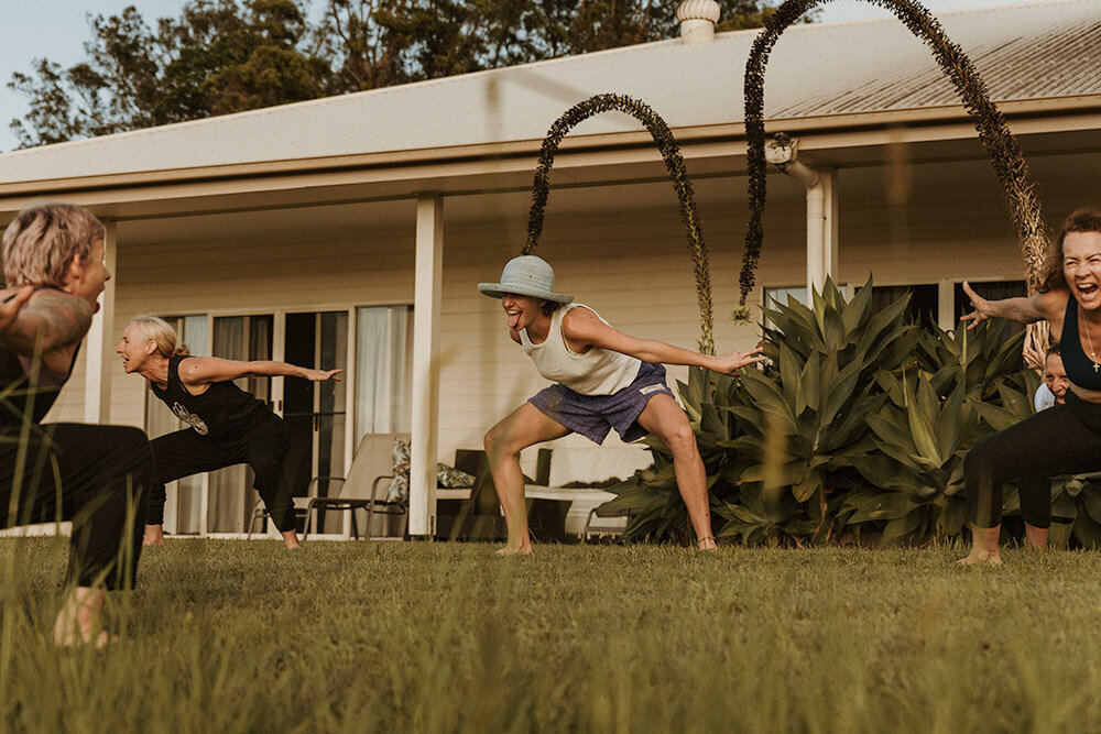 qigong morning practice at yin yoga retreat gympie