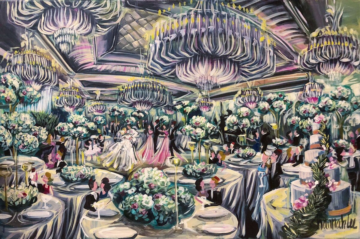 Live Wedding Painting - luxury wedding venue reception - first dance painting