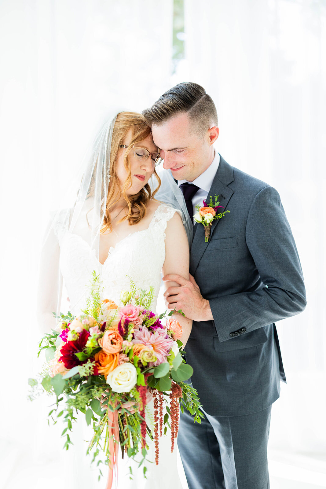 Bride and groom portrait at The Glass House