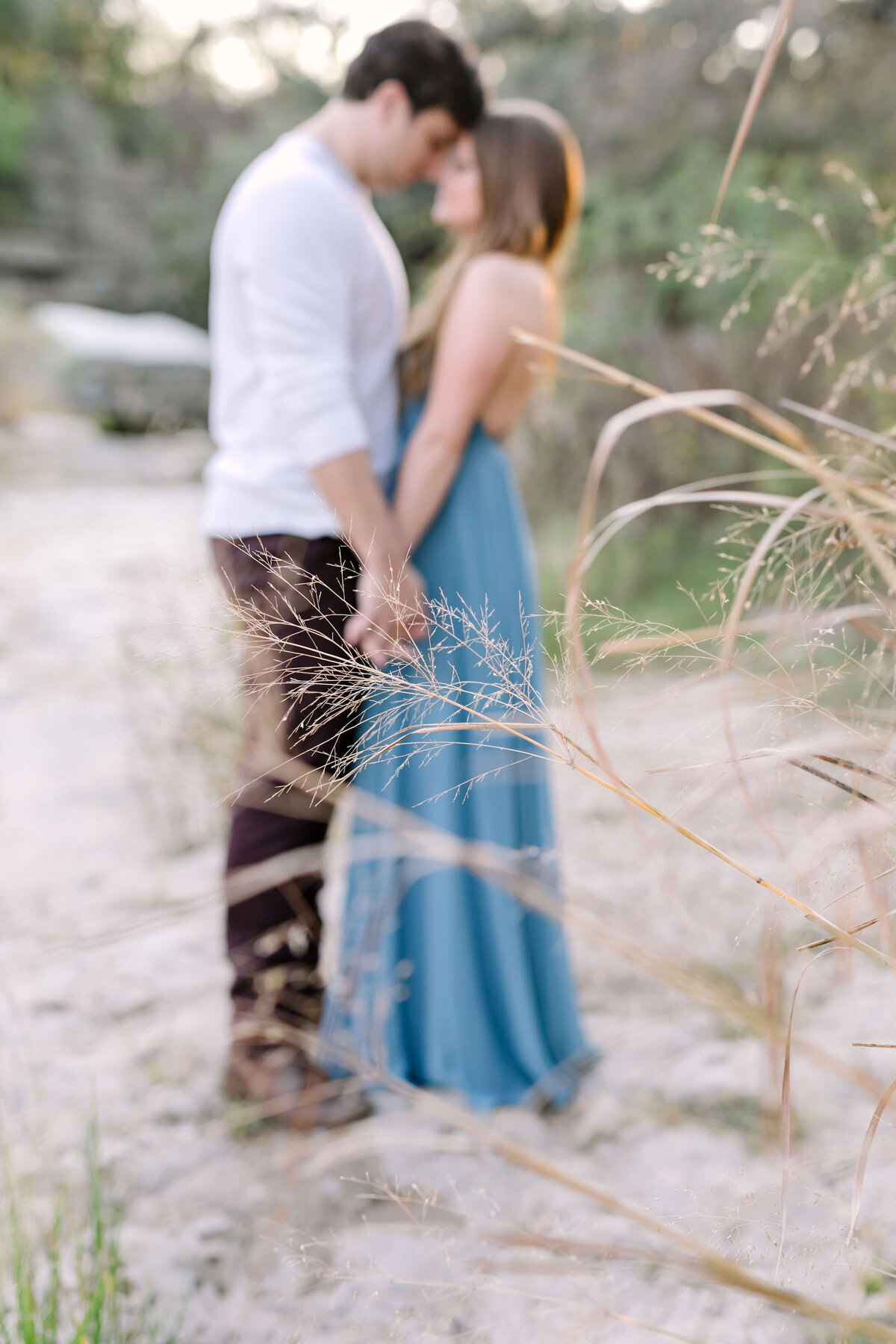 A golden hour engagement session at Bull Creek Park