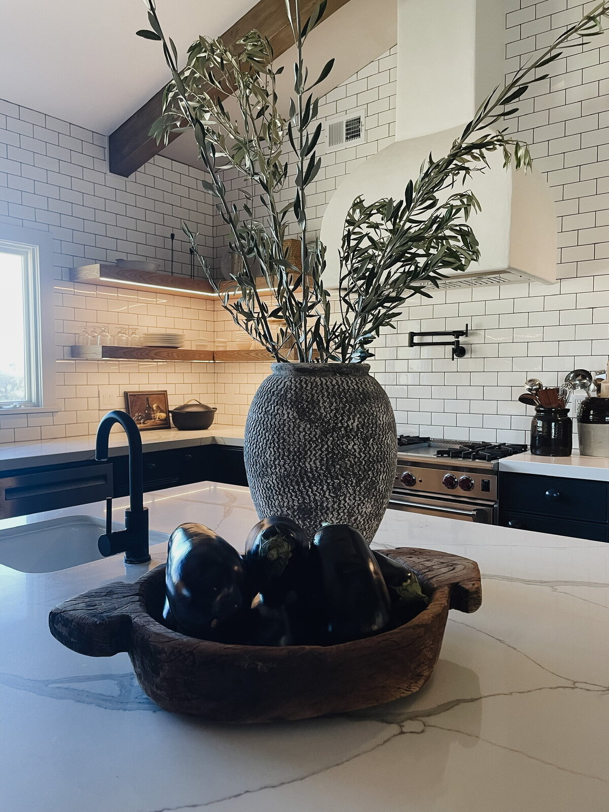 vase on kitchen counter