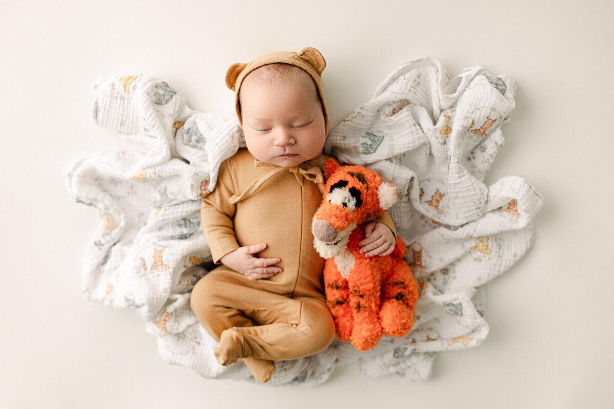 Newborn session pooh bear themed