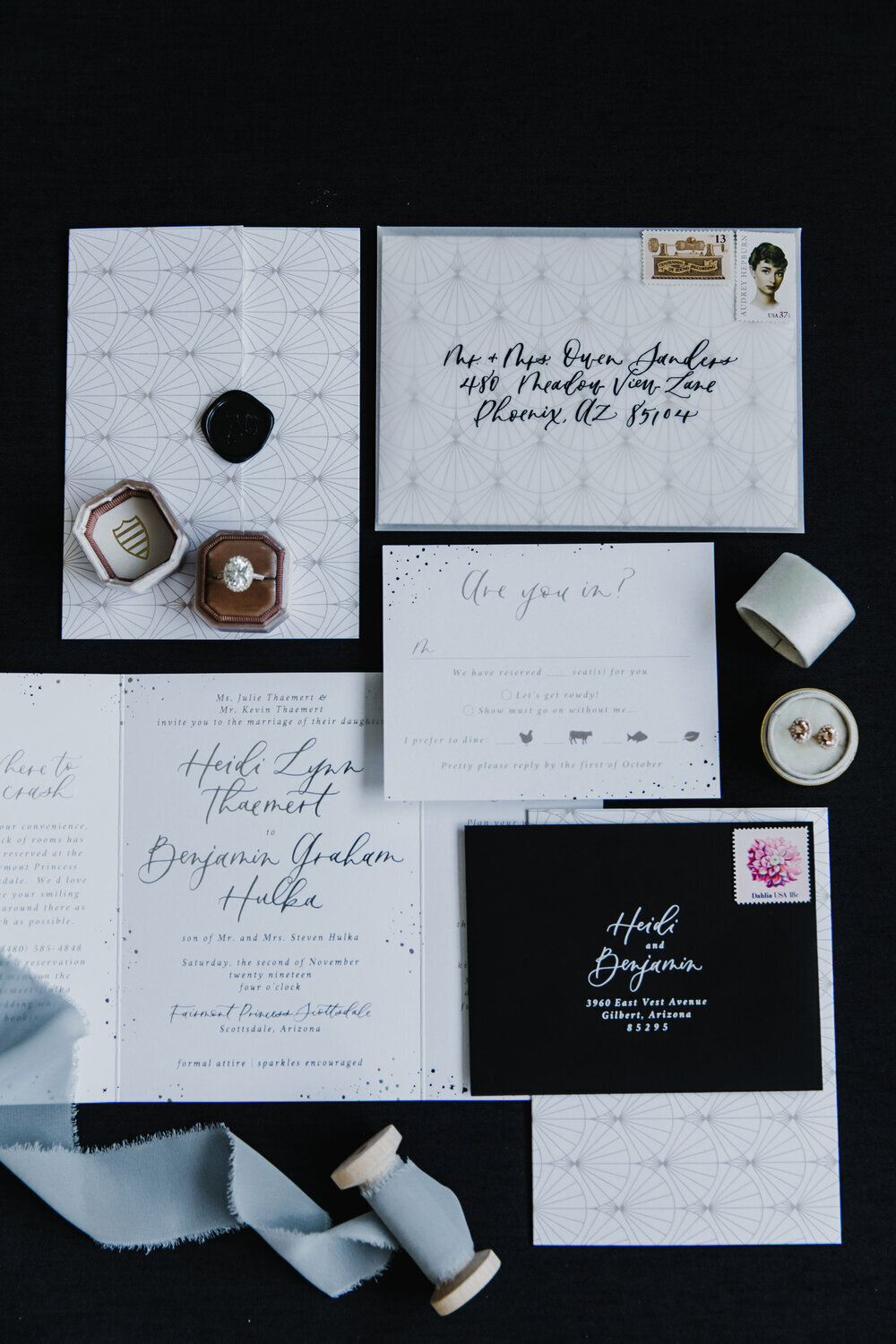 Fun+black+tie+wedding+invitations