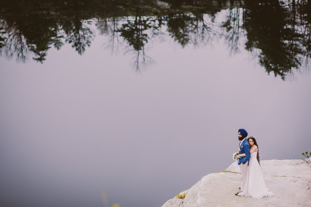 A couple sharing a moment at lake minnewaska park in ny